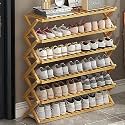 6-Tier Foldable Bamboo Shoe Rack - Space-Saving Shoe Shelf Stand for Entryway, Indoor/Outdoor Storage, 50cm Height, Stylish and Durable Organizer