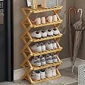 6-Tier Foldable Bamboo Shoe Rack - Space-Saving Shoe Shelf Stand for Entryway, Indoor/Outdoor Use, 50cm Height, Durable and Stylish Storage Solution
