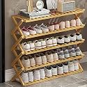 6-Tier Foldable Bamboo Shoe Rack - Stylish Shoe Shelf Stand for Entryway, Indoor/Outdoor Storage, 50cm Height, Space-Saving, Eco-Friendly Organization Solution