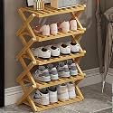 6-Tier Foldable Bamboo Shoe Rack - Space-Saving Shoe Shelf Stand for Entryway, Indoor/Outdoor Use, 50cm Height, Durable & Stylish Storage Solution