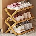 6-Tier Foldable Bamboo Shoe Rack - Durable Shoe Shelf Stand for Entryway, Indoor/Outdoor, Space-Saving Design, 50cm High, Stylish Organization Solution