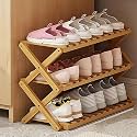 6-Tier Foldable Bamboo Shoe Rack - Versatile Shoe Shelf Stand for Entryway, Indoor/Outdoor Storage, Space-Saving Design, 50cm Height, Stylish Organization Solution