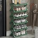 6-Tier Foldable Bamboo Shoe Rack - Versatile Shoe Shelf Stand for Entryway, Indoor/Outdoor Use, Space-Saving Storage, 50cm Height, Stylish &amp; Durable Design