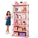 6 Tier Home Decor Toy Organizer, Book Shelf, Display Rack &amp; Home Decor Stand | Heavy Duty Steel(35Lx9Wx60H) Pink White