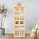 for 6 Tiers-12 Pairs Shoe Box Foldable Shoe Rack Shoe Storage Organizer with Doors