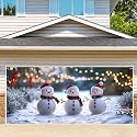 6 x 13 ft Christmas Garage Door Decorations Merry Christmas decorations Xmas Garage Door Cover, Happy New Year Hanging Banner for Home,Outdoor,Indoor,Party (Three Snowmen, 6 x 13 ft)