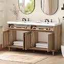 60" White Bathroom Vanity - SMC Sink with Soft Close Drawers, Solid Wood Legs and Silver Metal Knobs (Wood-B)