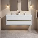 60" Bathroom Vanity with Sink, Floating Vanity, Glossy White