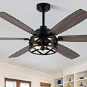 60" Large Farmhouse Ceiling Fans with Lights and Remote