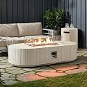 60" Oval Propane/Gas Outdoor Fire Pit Table with Tank Cover &amp; Wind Guard