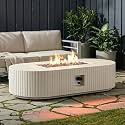 60" Oval Propane/Natural Gas Fire Pit Table, 50000 BTU Outdoor Patio, Beige