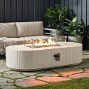 60" Oval Propane/Natural Gas Fire Pit Table with Wind Guard, Outdoor Patio