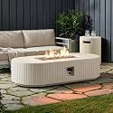 60" Oval Propane/Natural Gas Outdoor Fire Pit Table with Tank Cover Table