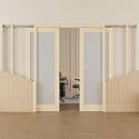 60x80 Sliding Double Pocket Door,1 Lite Frosted Glass Doors,French Door