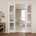 Pocket Door,3-Lite Clear Glass Doors,French 60x80 Sliding Door
