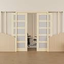 60x80 Sliding Double Pocket Door,5 Lite Frosted Glass Doors,French Door