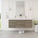 60'' Floating Bathroom Vanity with Sink, Bathroom Cabinet, Grey