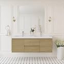 60'' Floating Bathroom Vanity with Sink, Bathroom Cabinet, Oak