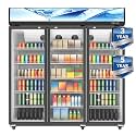 60 Cuft ETL &amp; DOE Certified Commercial Display Refrigerators,Upright Business Beverage Retail Fridge Cooler with Adjustable Shelves,Built-in LED Light,Lightbox,Lockable Doors,Black