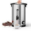 60 Cup Coffee Urn, 10l/2.6 Gal Stainless Steel Commercial Coffee Maker, Double Wall Hot Beverage Dispenser with Auto Temp Control Faucet for Buffet, Catering, Wedding, Events, Silver