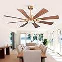 60 inch Gold Ceiling Fans with Lights and Remote, Large Ceiling Fan