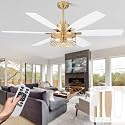 60'' Ceiling Fan with Light White and Gold Ceiling Fan Chandelier Fan