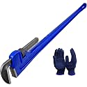60 Inch Pipe Wrench, Cr-Mo Jaw Opening 9"/228mm Adjustable Heavy Duty Cast Iron Straight Handle Plumbing Wrench, Perfect Plumbers Tool for Oil Field, Plumbing, Construction and Mechanics