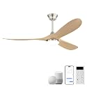 60-Inch Smart Ceiling Fan with Light, Smart App & Remote Control, Quiet DC Motor, 3-Color Dimmable LED, 1H/4H/8H Timer, Quiet DC Fan for Living Rooms & Master Bedrooms