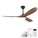 60-Inch Smart Ceiling Fan with Light, Smart App &amp; Remote Control, Quiet DC Motor, 3-Color Dimmable LED, 1H/4H/8H Timer, Quiet DC Fan for Living Rooms &amp; Master Bedrooms