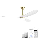60-Inch Smart Ceiling Fan with Light, Smart App &amp; Remote Control, Quiet DC Motor, 3-Color Dimmable LED, 1H/4H/8H Timer, Quiet DC Fan for Living Rooms &amp; Master Bedrooms