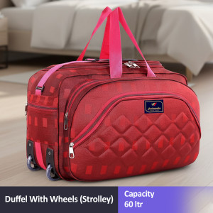 jholawala 60 l strolley duffel bag - maroon - regular capacity duffel with wheels strolley
