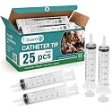 60 mL Syringes Without Needle: 25-Pack Sterile Catheter Tip Feeding Syringe