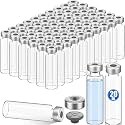 60 Pack Empty Vials for Injection Clear Glass Sample Vials, 20ml