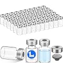 60 Pack Empty Vials for Injection Clear Glass Sample Vials, 1ml