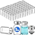 60 Pack Empty Vials for Injection Clear Glass Sample Vials, 5ml