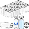 60 Pack Empty Vials for Injection Clear Glass Sample Vials, 10ml