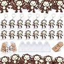 60 Pack Monkey Party Favors Include 20 Keychains + 20 Thank You Tags + 20 Goodie Bags for Monkey Lover, Birthday Return Gift, Safari Jungle Zoo Animal Party, Wild One Party