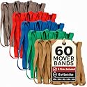 60 Pack Mover Bands – Extra Large Rubber Bands for Moving Blankets, Furniture & Appliances – Heavy-Duty Stretch Bands in 5 Sizes (25", 30", 36", 42", 46")