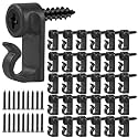 60 Pack String Lights Hooks for Outdoor, Christmas Light Clips Weatherproof Light Hanger Hooks Screw-in Hooks for Hanging Christmas Lights and Wire,Cable,Fairy Lights,Wind Chimes (Black)