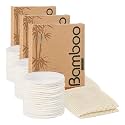 60 Packs Organic Reusable Makeup Remover Pads, Washable Bamboo Cotton Rounds for All Skin Types with Cotton Laundry Bag