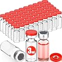 60 Pcs 3ml Sterile Vials Empty Vials for Injection, Red Lid