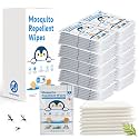 60 PCS Individually Wrapped Mosquito Repellent Wipes, Natural Insect Repellent Wipes Provide 6-8 Hrs Protection, DEET-Free Mosquito Wipes with Travel-Size for Camping, Picnic, BBQ, Travel, Outdoor Use