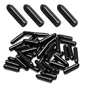 Bonsicoky Round Rubber End Caps, 1/8" (3mm) ID, Black, 60 Pcs