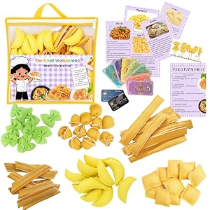 60-piece kitchen play fabric pasta set  realistic italian play food toy collection with spaghetti ravioli penne bow tie agnolotti amp tortellini  kids kitchen role play set