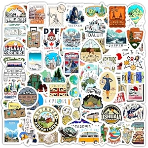 60 travel countries laptop vinyl self-adhesive sticker for adults multicolor stickers for laptop journal guitar mobile - waterproof residue free