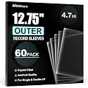 60 Vinyl Record Sleeves Outer, 4.7 Mil Crystal Clear Vinyl Protective Sleeves, 12.75'' x 12.75'' Record Sleeve Compatible with Single and Double LP Album Covers