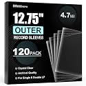 120 Vinyl Record Sleeves Outer, 4.7 Mil Crystal Clear Vinyl Protective Sleeves, 12.75'' x 12.75'' Record Sleeve Compatible with Single and Double LP Album Covers