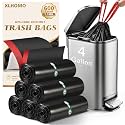600 Counts 4 Gallon Trash Bag Drawstring Small Trash Bags, Thick Pre-separated Garbage Bags, Trash Bin Liners, Suitable for bathroom, kitchen, bedroom, office (Black)