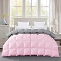 600 GSM Heavy Winter Comforter Single Size (60"X90") - 600 GSM Microfiber Super Soft Fluffy for Winter Comforter/Rajai/Duvet/Blanket Single Size - Baby Pink/Silver Grey Color