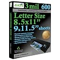 Apache Letter Size Laminating Pouches, 3 Mil, 600 Pack, Holds 8.5 x 11 Inch Projects (9 x 11.5 Inch Pouch Size), Thermal Laminator Compatible Laminating Sheets, Super Clear, Round Corners